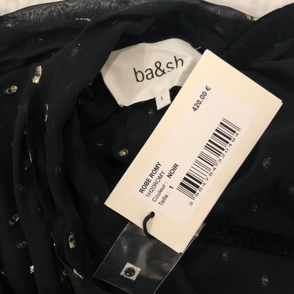 ba&sh Romy Dress - Noir - Size 1 (Small) - Holiday Dress - NEW WITH TAGS - Picture 5 of 5